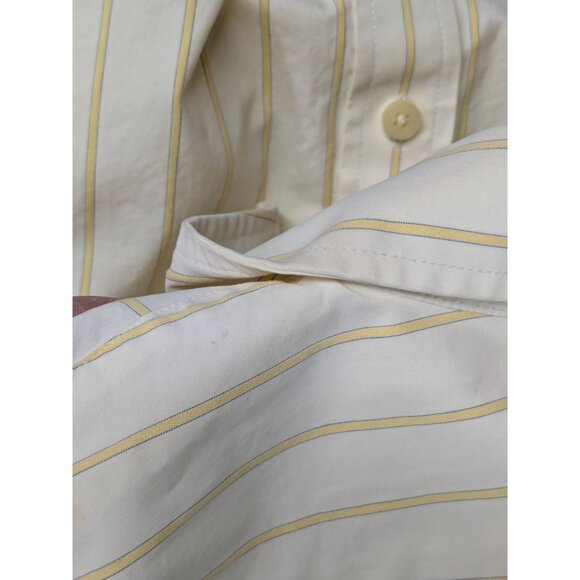 Vintage Abercrombie & Fitch Stripe Shirt Men Size L Preppy Butter Yellow Coastal - Picture 7 of 14
